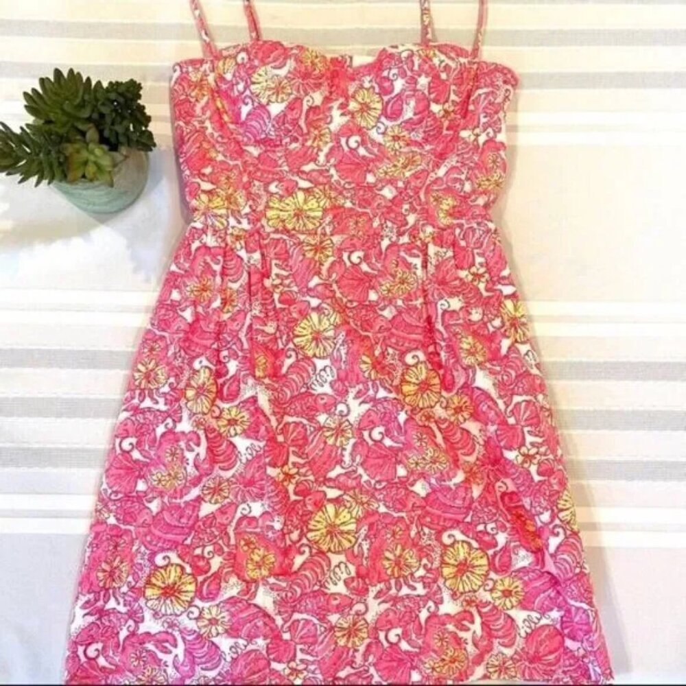 Lilly Pulitzer Georgie Chum Bucket Pink Floral Minidress size 8